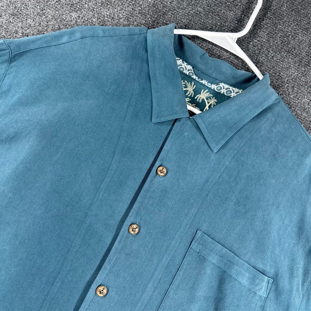 Montego Mon Silk Shirt Mens XXL 2XL Blue Pool Party Embroidered Billiards Camp